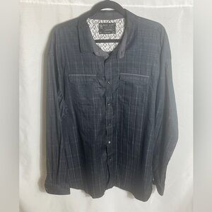 Marc Ecko Cut & Sew Men’s Button Up Shirt 2XL Black Plaid Cotton